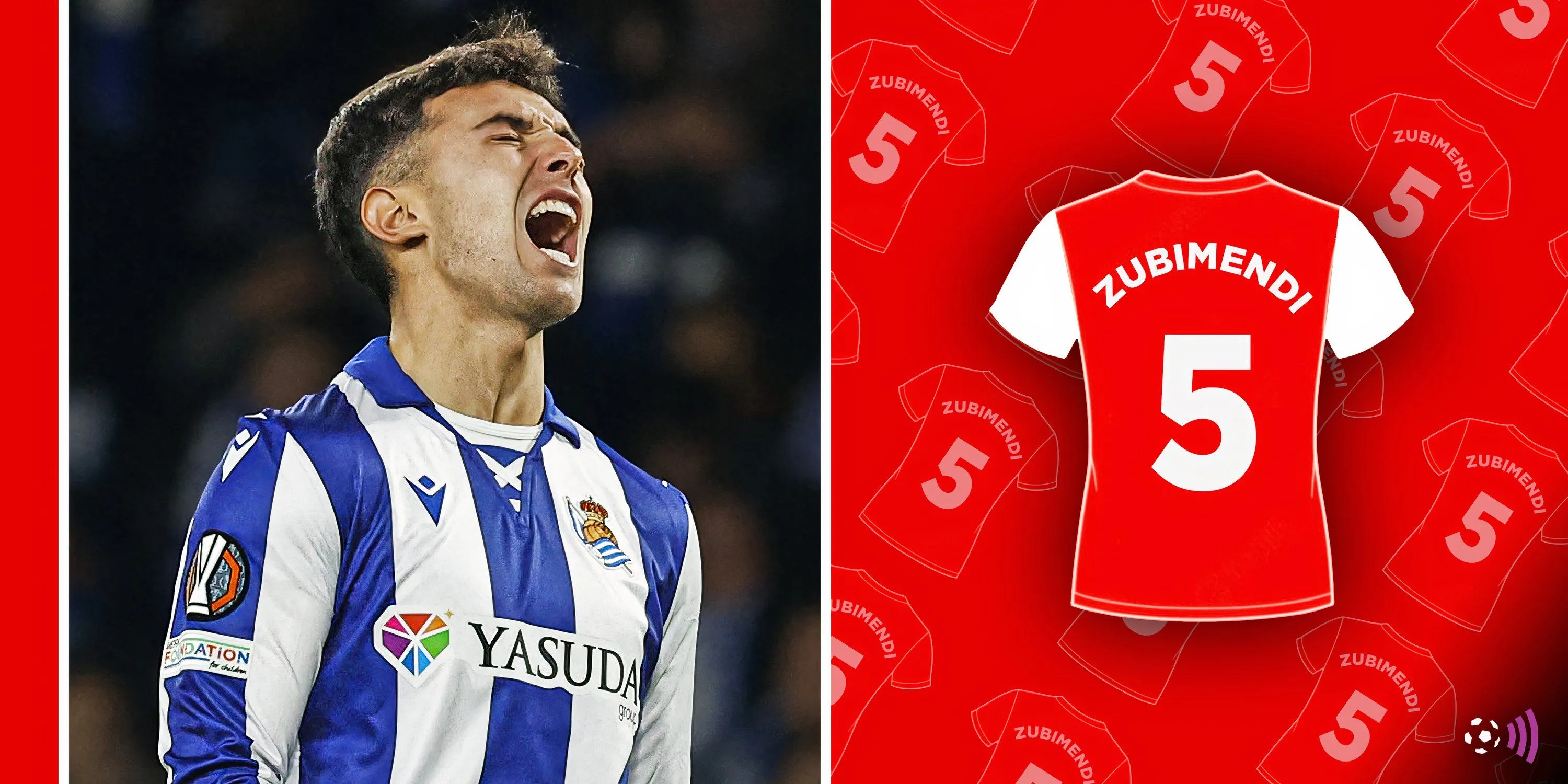 Áo đấu Arsenal với tên Zubimendi minh họa cho mục tiêu chuyển nhượng bị bỏ lỡ