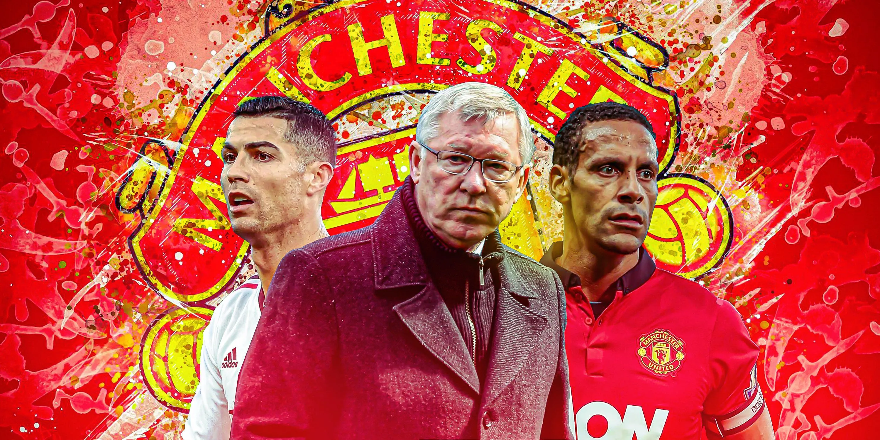 Các biểu tượng của Manchester United từ nhiều thế hệ: Ronaldo, Sir Alex Ferguson và Rio Ferdinand