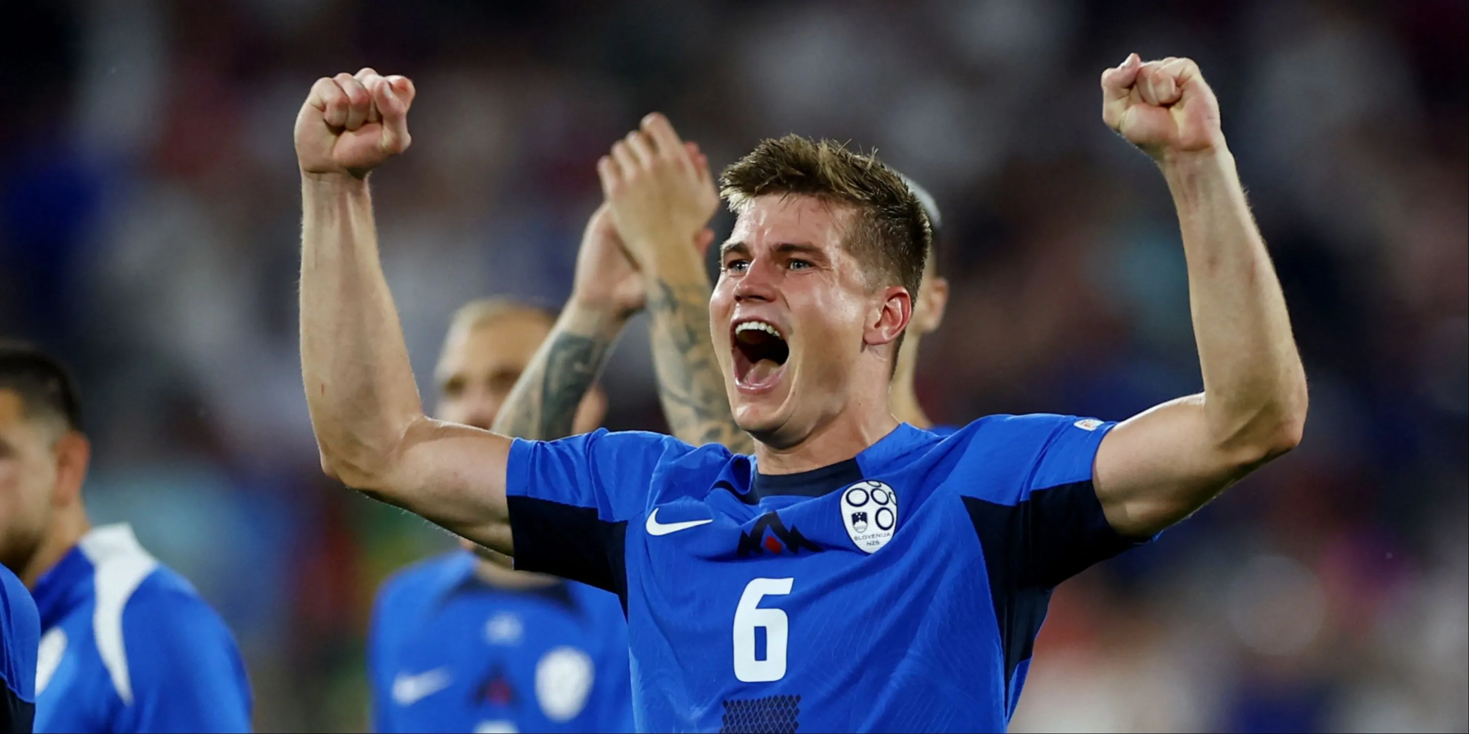 Cầu thủ Jaka Bijol của Đội tuyển Slovenia thi đấu tại Euro 2024, một trong ba hậu vệ mới được Leeds United chiêu mộ.