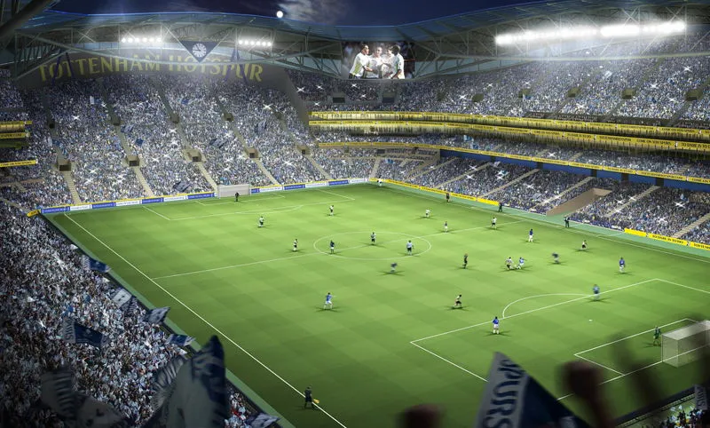 Góc nhìn toàn cảnh sân cỏ Tottenham Hotspur Stadium từ khu vực khán đài