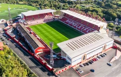 Hình ảnh tổng quan sân vận động Oakwell của Barnsley FC từ trên cao