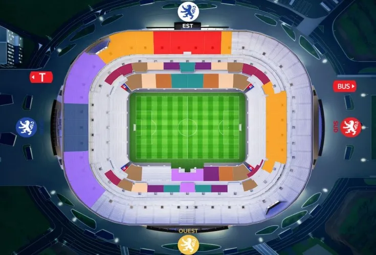 Sơ đồ bố trí chỗ ngồi chi tiết tại Groupama Stadium