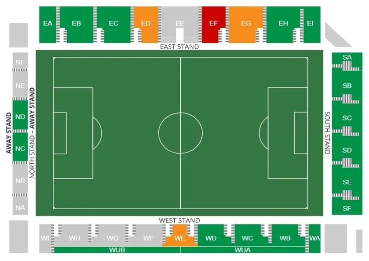 Sơ đồ bố trí chỗ ngồi sân LNER Stadium