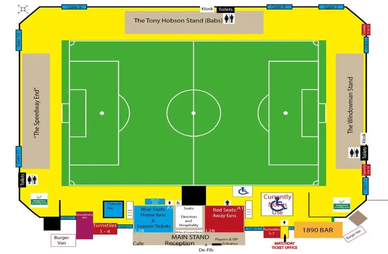 Sơ đồ chi tiết các khu vực chỗ ngồi tại Bob Lucas Stadium
