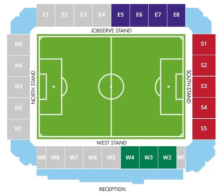 Sơ đồ chỗ ngồi chi tiết tại JobServe Community Stadium