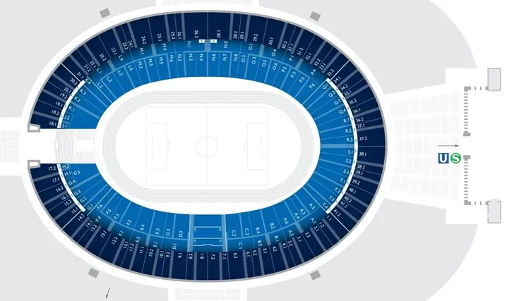 Sơ đồ chỗ ngồi Olympiastadion Berlin chi tiết các khu vực khán đài