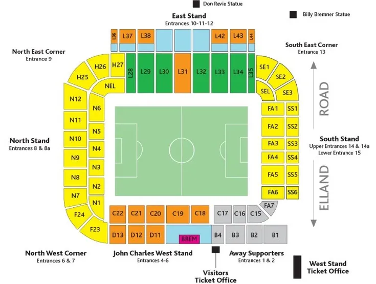 Sơ đồ chỗ ngồi sân Elland Road