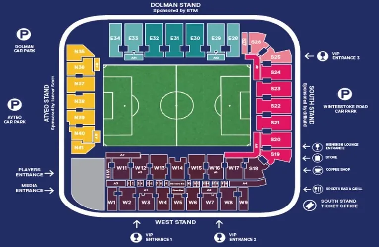 Sơ đồ chỗ ngồi sân Plainmoor của Torquay United
