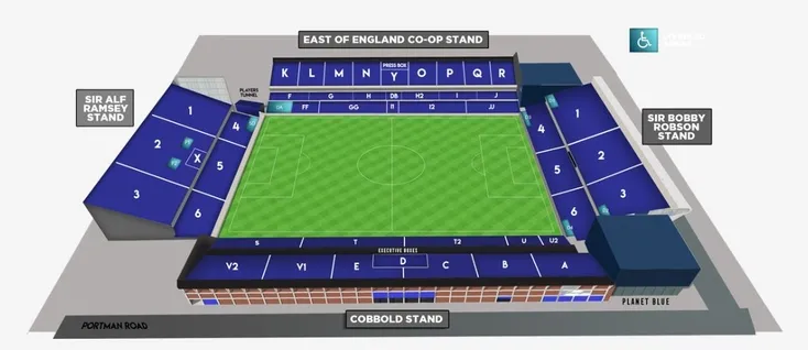 Sơ đồ chỗ ngồi sân vận động Portman Road Ipswich Town