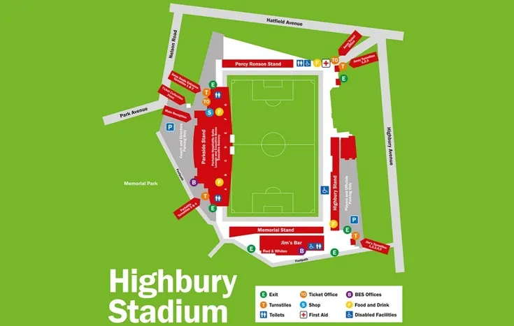 Sơ đồ chỗ ngồi và bố trí các khán đài sân Highbury