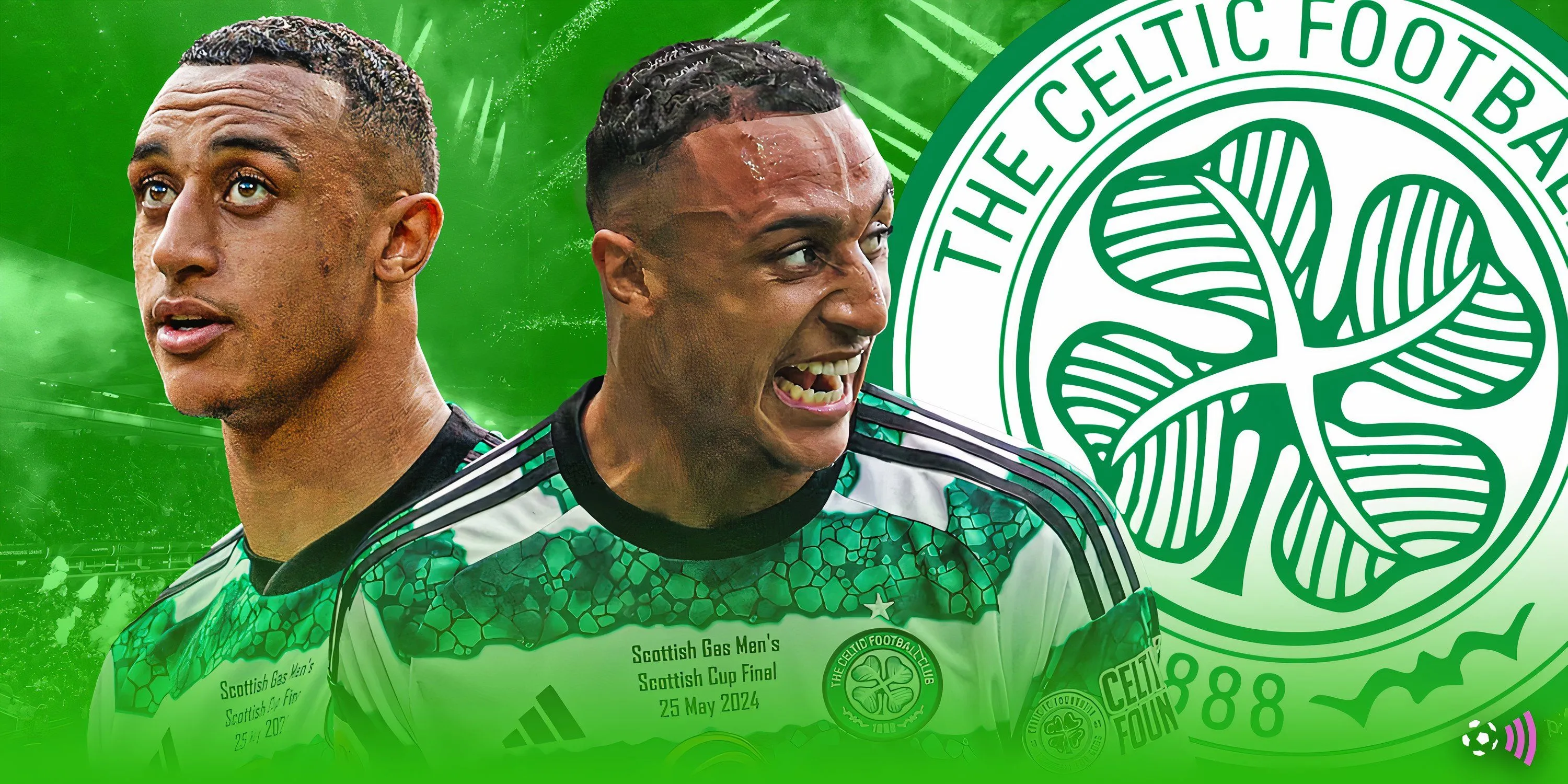 Tiền đạo Adam Idah của Celtic đang thi đấu trên sân cỏ