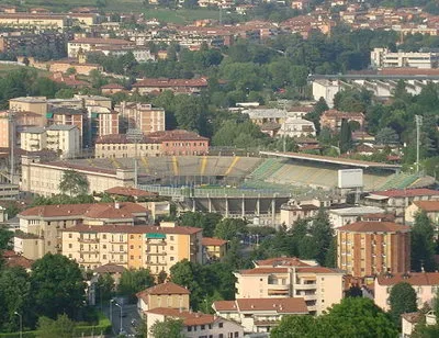 Toàn cảnh sân Gewiss Stadium của câu lạc bộ Atalanta tại thành phố Bergamo, Italia.
