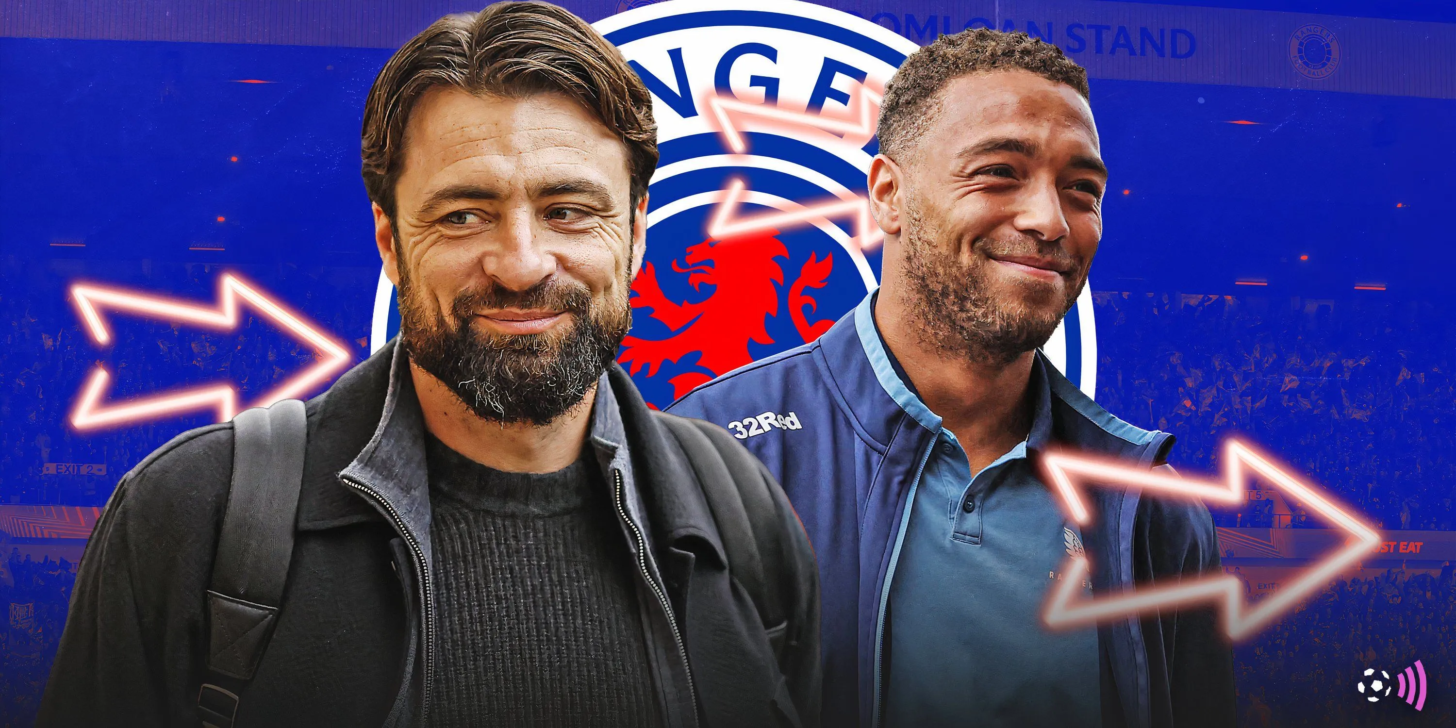Cyriel Dessers được các nhân viên y tế hỗ trợ rời sân trong trận đấu của Rangers