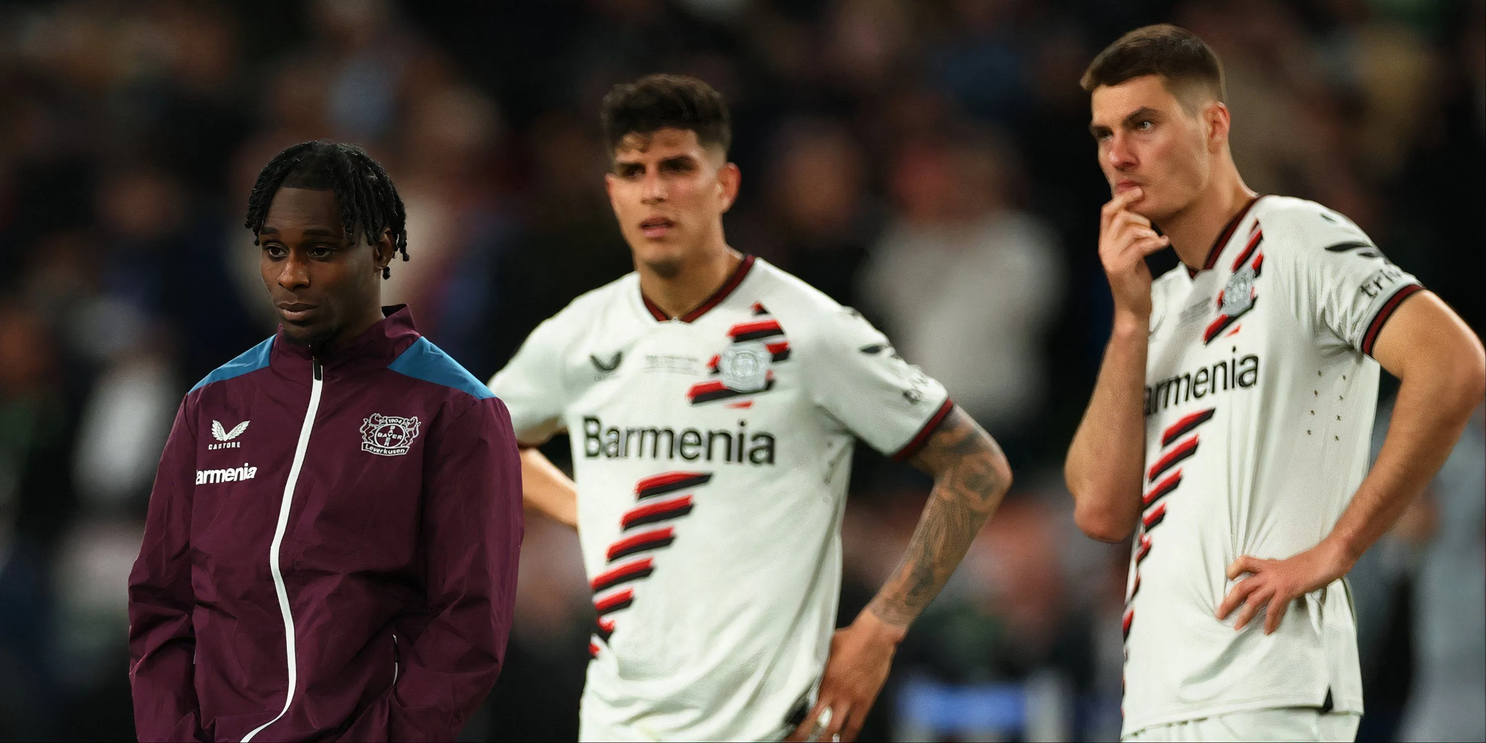 Hậu vệ Frimpong và Hincapié của Leverkusen ăn mừng chức vô địch Bundesliga