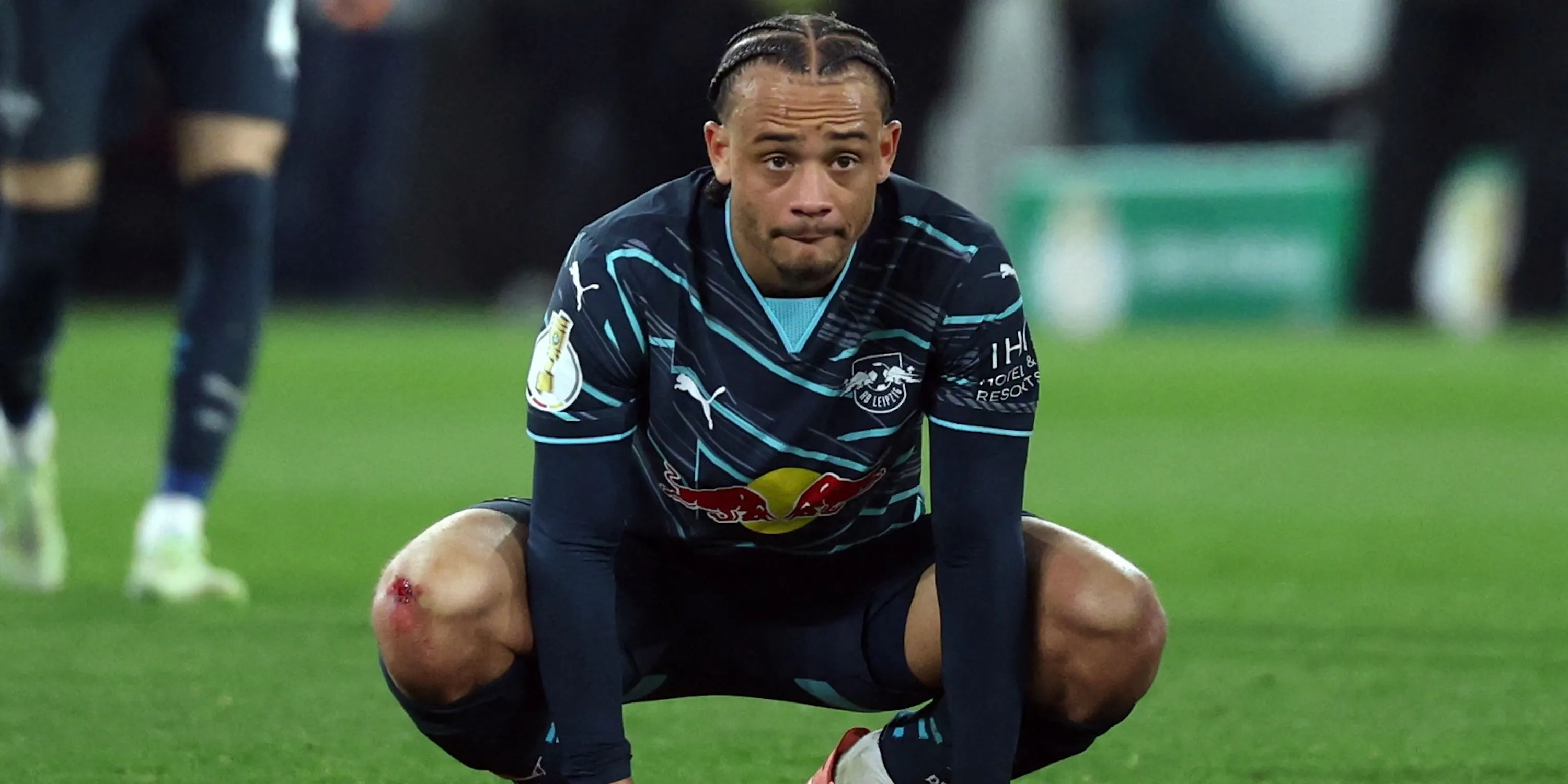 Xavi Simons phản ứng trong trận đấu cho RB Leipzig