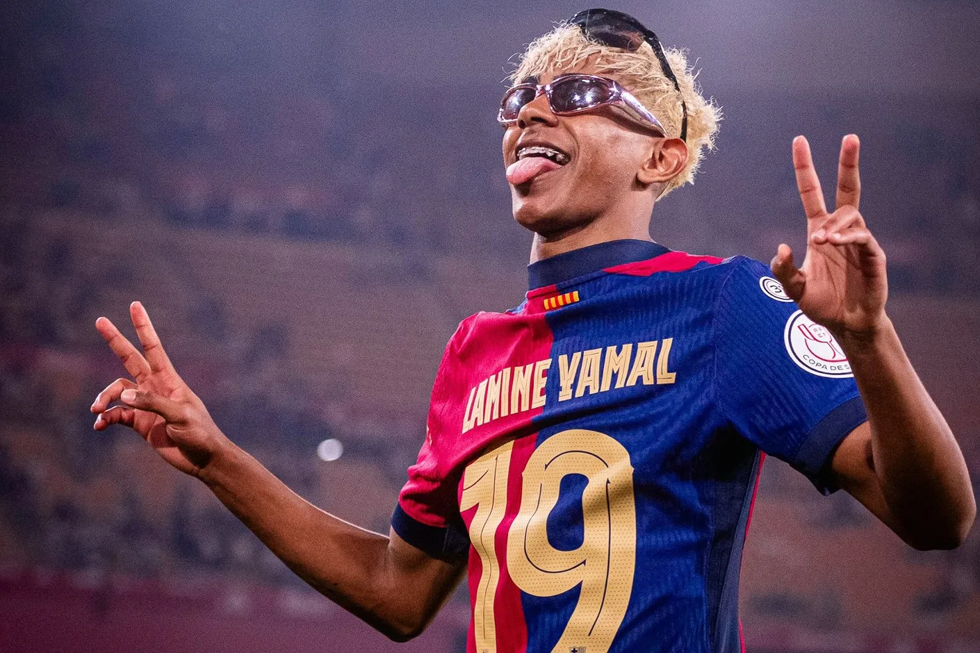 Lamine Yamal cùng đồng đội Barcelona ăn mừng bàn thắng áp đảo Real Madrid mùa trước, minh chứng cho hiệu suất cao của anh trong các trận lớn.