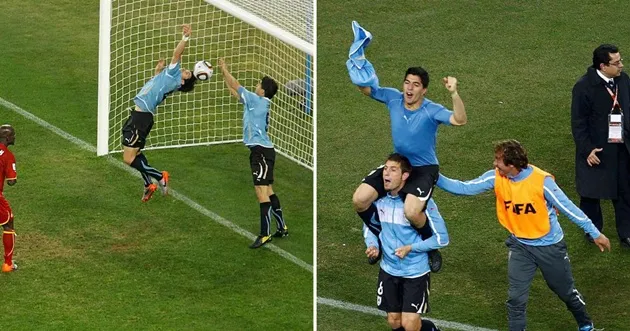 Luis Suarez dùng tay cản bóng, bị thẻ đỏ World Cup 2010